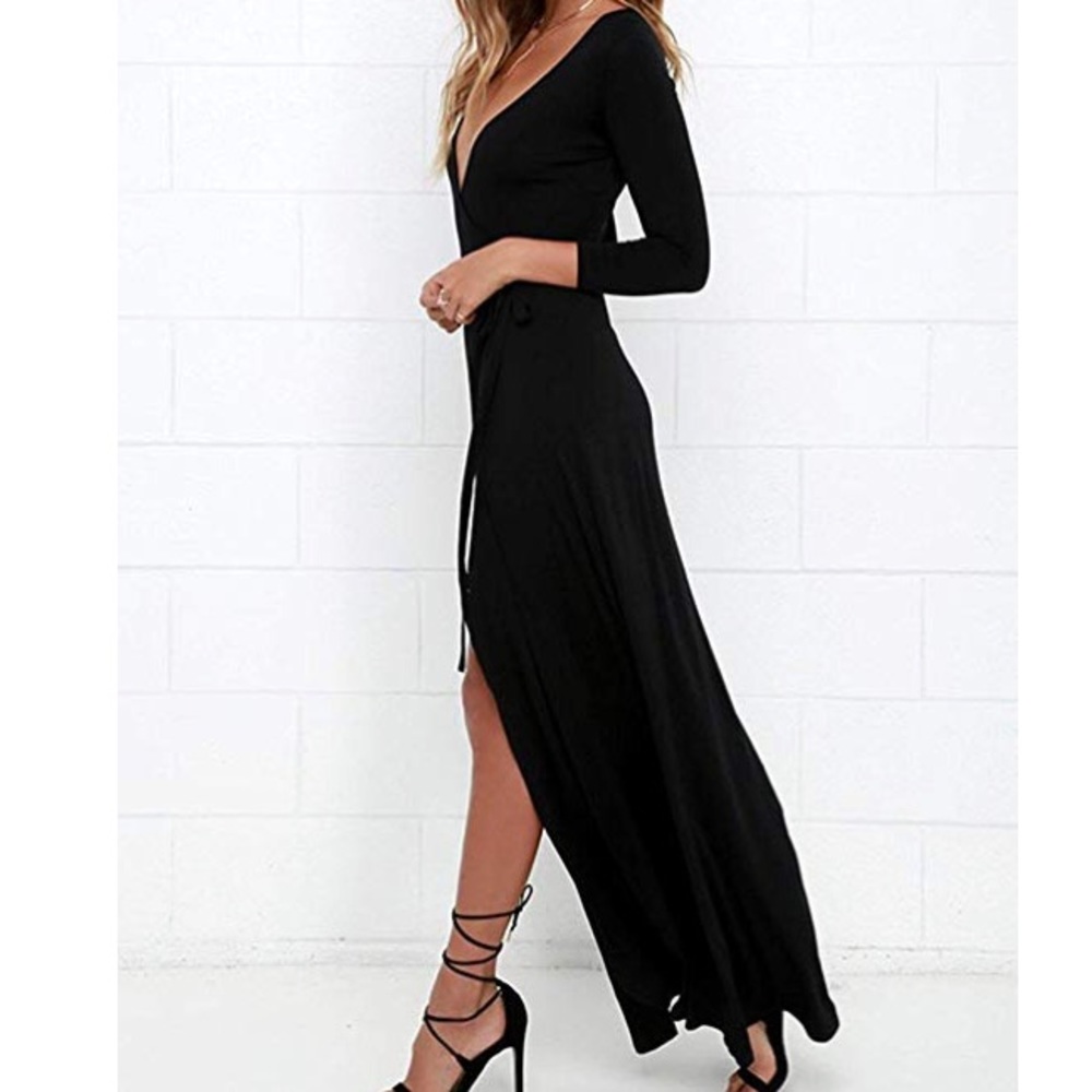 Coventavenue - Long Sleeve Wrap Dress W/Slit